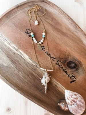 Sautoir coquillage & pierres gemmes