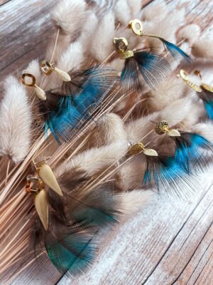Bijoux amérindiens dorés plumes de paon