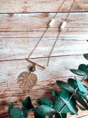 Bijoux pierres naturelles Collier Monstera