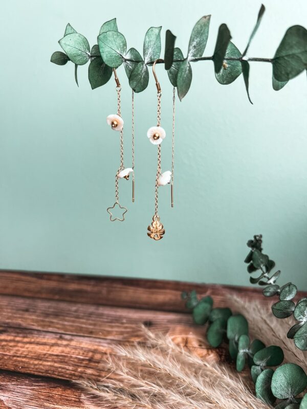 Boucle d’oreille nacre pendante