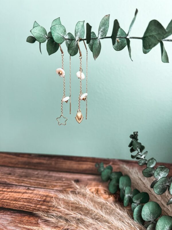 Boucle d’oreille nacre pendante